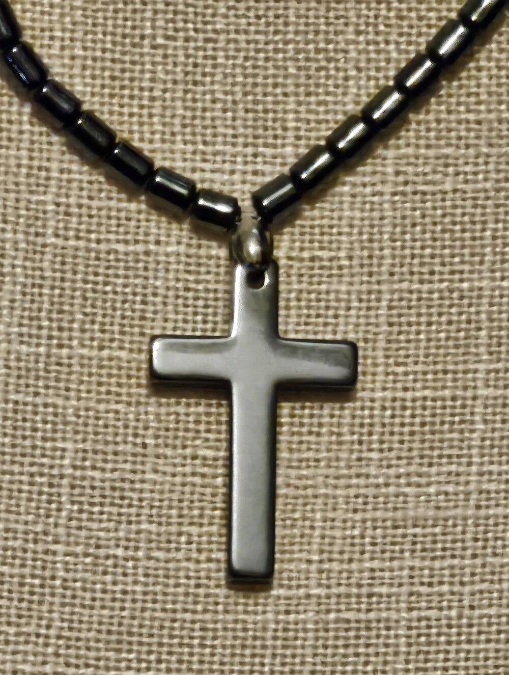 Hematite Cross and Heart Necklaces